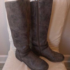 Grey Faux Leather Boots